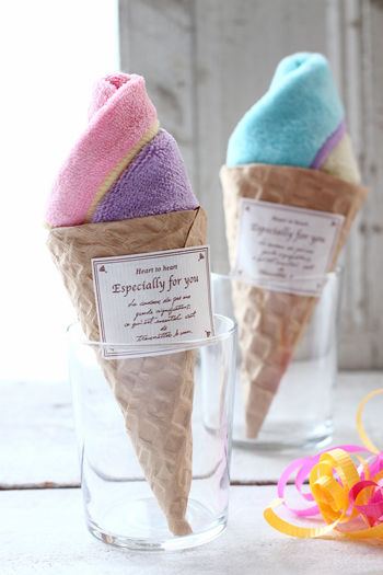 プチタオルをアイスのようにラッピング