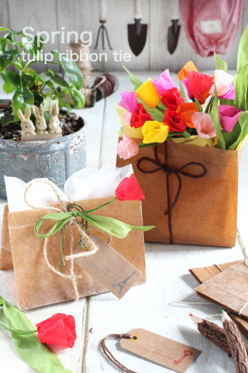 チューリップのリボンタイで、ふふふっ...♪な春のラッピング