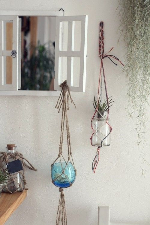 麻ひもを結ぶだけで簡単！　プランツハンギング