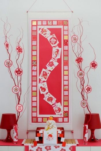 画用紙・和紙・マスキングテープで簡単掛け軸