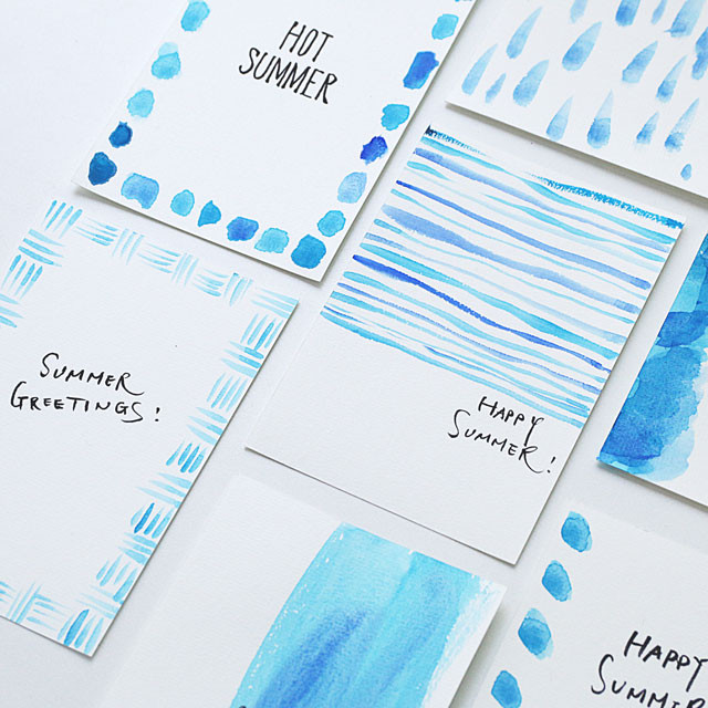 100均の画仙紙ハガキと顔彩で♪ 簡単手書きの暑中見舞い