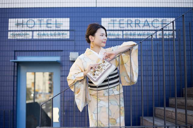 着物　フォトスポット　お出かけ　秋