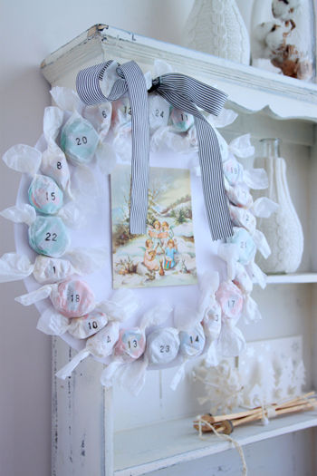 2012クリスマス・2　紙素材で手づくり　リース型アドベントカレンダー