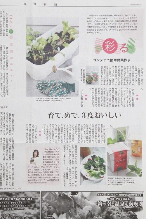 コンテナで簡単野菜づくり～毎日新聞・関西版の連載「彩る」より