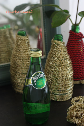 ◆クリスマスNo.10　超簡単！空きビンに巻くだけ・クリスマスアレンジ