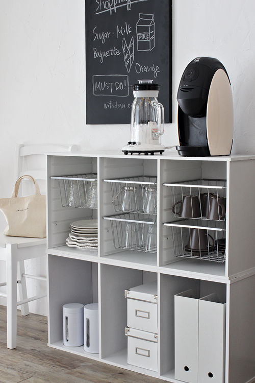 横置きがオシャレ！ カラーボックスでかんたんカフェ風収納