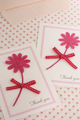 しおりにもなる「お花モチーフのサンクスカード」