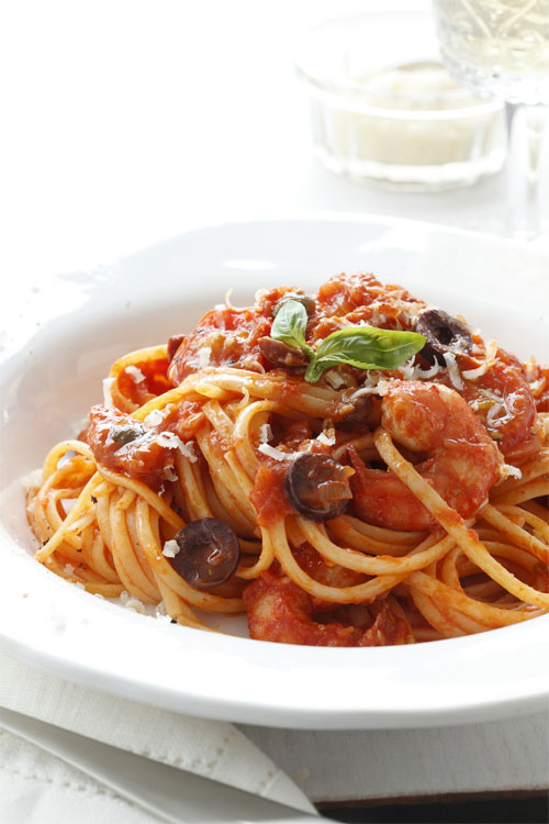 海老入りのプッタネスカ