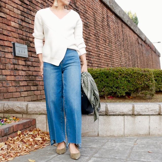 ハサミと紙やすりだけで簡単♪ UNIQLOワイドデニムをリメイクして足長に！