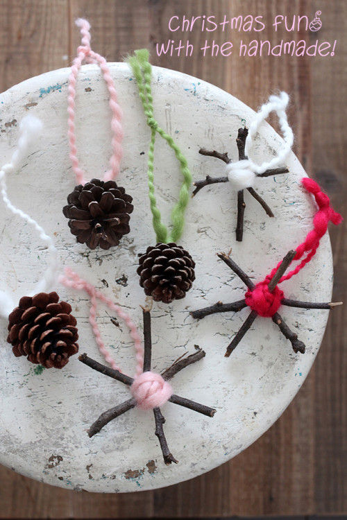 子どもと一緒に♪　木の枝と松ぼっくりで手作りクリスマスオーナメント