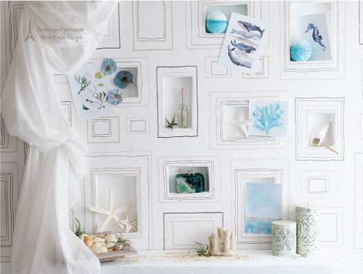 額イラストの壁紙を使って　海を飾る壁面づくり