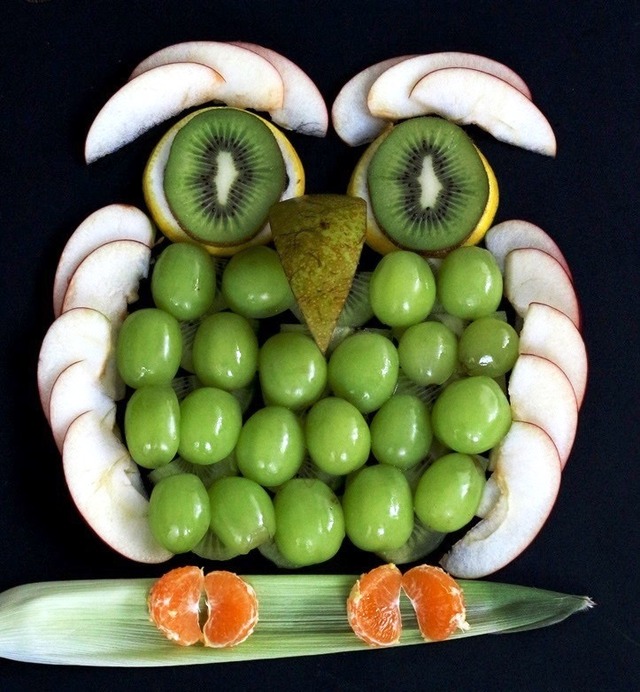 簡単！ 切って並べるだけ！！  果物フクロウの作り方