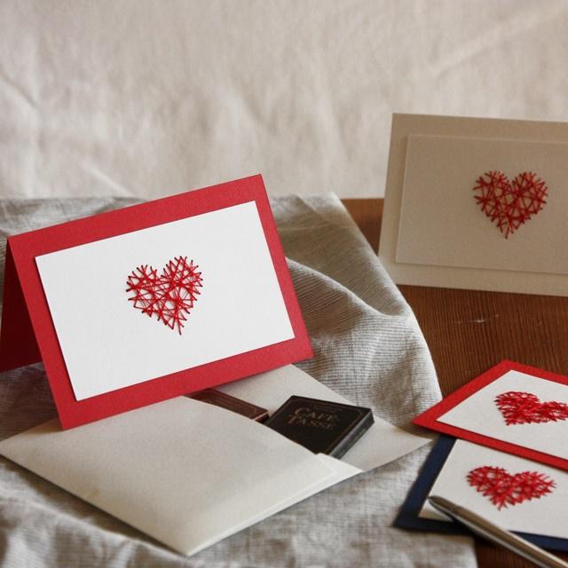 簡単バレンタインカード♪ 紙刺繍でハートを作る方法