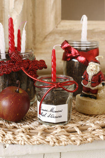 ケーキキャンドルを使ったクリスマスディスプレイ