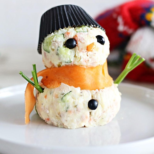 市販のポテトサラダでOK！可愛いスノーマン