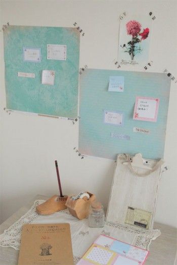 スクラップブッキング用ペーパーがメモボードに！