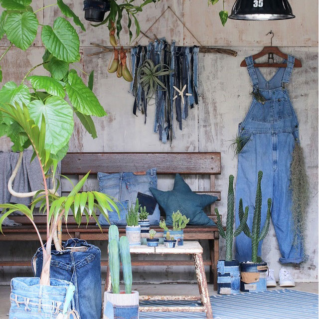デニムのリメイクで、植物に囲まれた男前インテリアを楽しむ