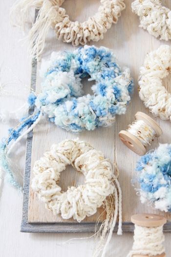 指編みで作るお手軽シュシュ