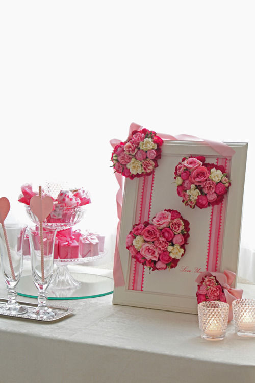 クッキー型でお好みサイズに♪　ハート形のフラワーアレンジ