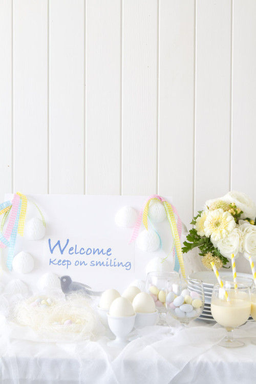 ハニカムペーパーで作る、イースターウエルカムボード