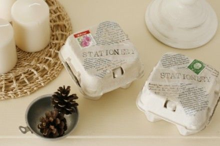 卵の紙パック＋コラージュで小物入れ