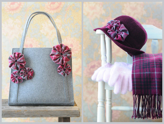 チェック柄で作るヨーヨーキルト　簡単手作りで冬色に　♪