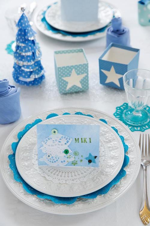 ペーパーアイテムで作るツリーとカード　～パステルブルーで彩るクリスマスパーティより