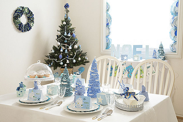 パステルブルーで彩る、クリスマスパーティ
