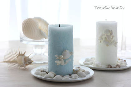 拾った貝殻をキャンドルにアレンジ