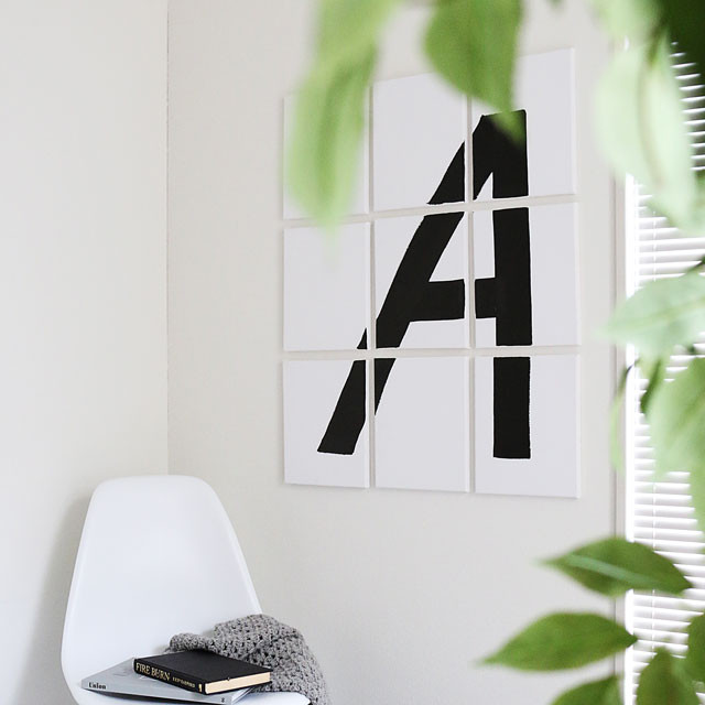 直線だけで簡単に♪ 海外インテリアのようなアルファベットのウォールアート