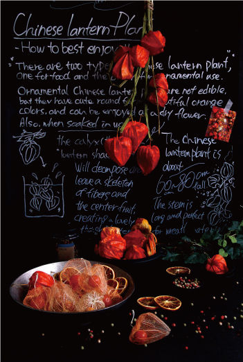 ほおずき飾り～過ぎゆく夏と秋の訪れ感じるディスプレイ