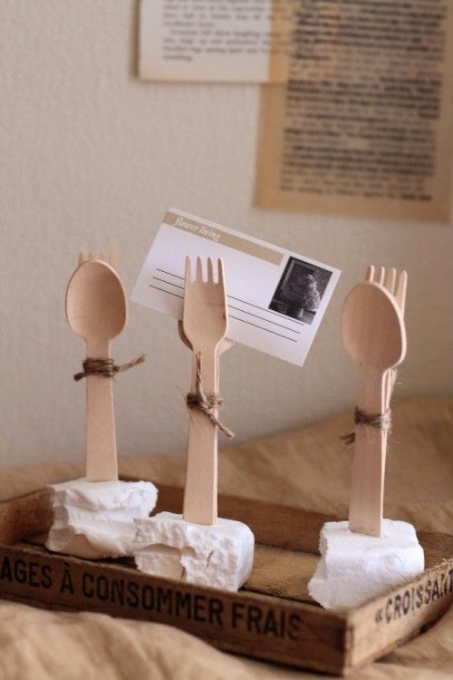 木製カトラリーでメモスタンドが出来ちゃいます♪