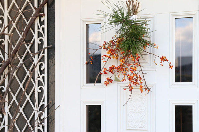 野花　お正月　スワッグ　作り方　簡単