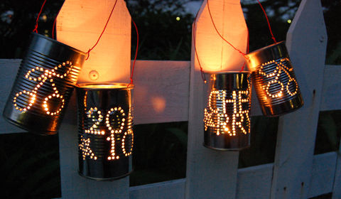 空き缶で作るメッセージ入りキャンドルホルダー