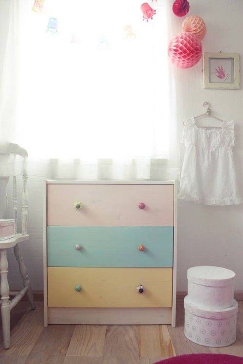 工作気分で子どもがＴＲＹ！　IKEAチェストのカラフルペイント　