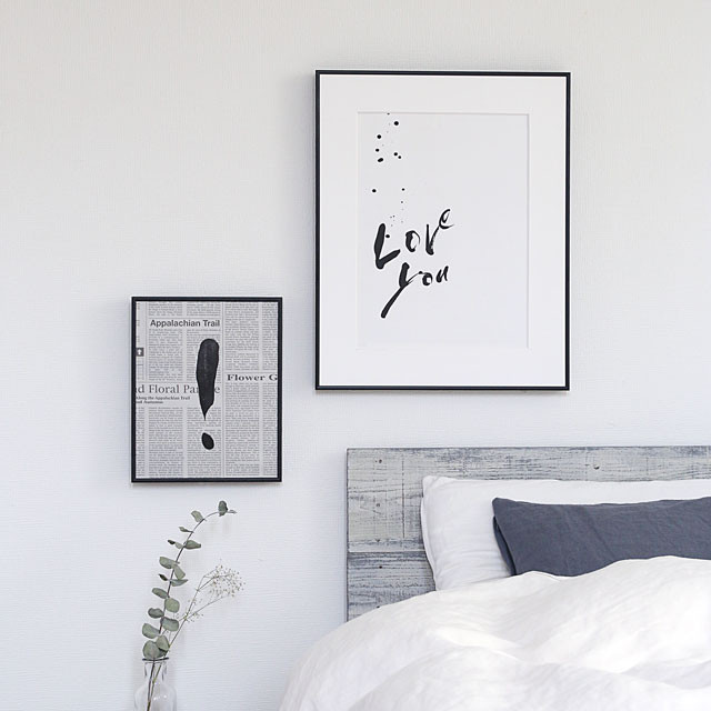 100均英字新聞と一緒に飾ろう♪ 手書きアートをアイロンで裏打ちする方法