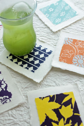 和紙のはがきで作る簡単コースター