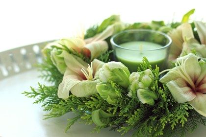 耐熱ガラスウェアでつくる生花のテーブルリース