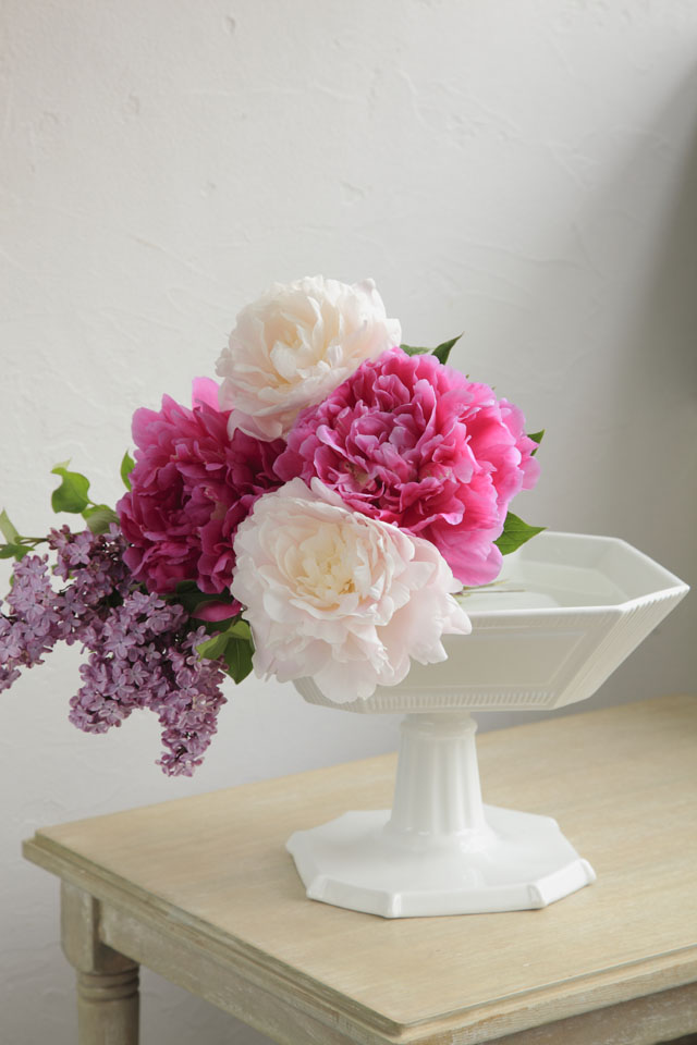  美しいコンポートに、季節の花を飾って