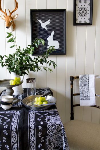 簡単クロスと額飾り。バンダナで楽しむ大人のインテリア