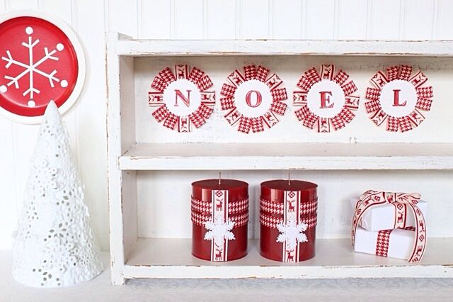 赤×白のリボンで♪　簡単おしゃれなクリスマスディスプレイ