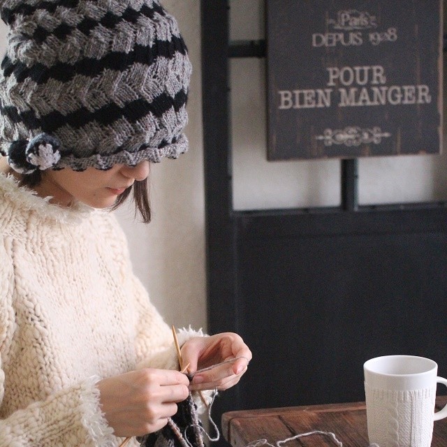 モバ編みのすすめ★北欧エストニアスパイラル・クルクル編んで3ウェイ帽子